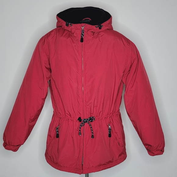 Outdoor Exchange Retro 90's Red Hooded Parka Winter Coat Jacket Men's Size Lg - Picture 11 of 16